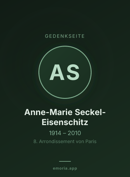 Gedenkportrait von Anne-Marie Seckel-Eisenschitz