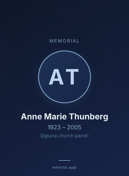 Memorial portrait of Anne Marie Thunberg