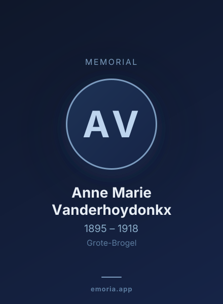 Memorial portrait of Anne Marie Vanderhoydonkx