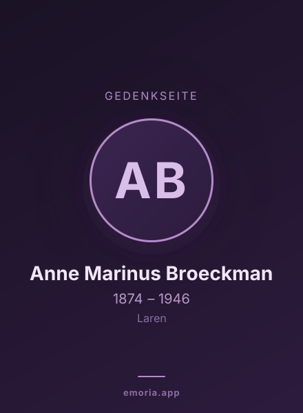 Gedenkportrait von Anne Marinus Broeckman