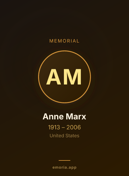Memorial portrait of Anne Marx