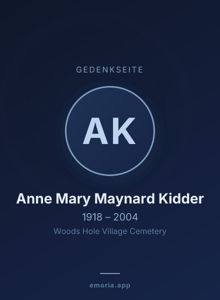 Gedenkportrait von Anne Mary Maynard Kidder