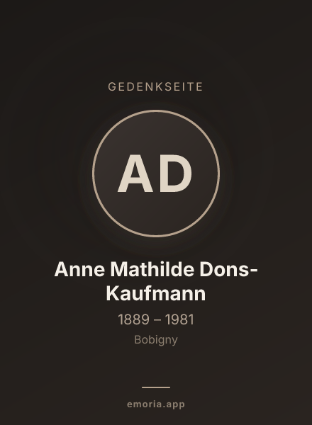 Gedenkportrait von Anne Mathilde Dons-Kaufmann
