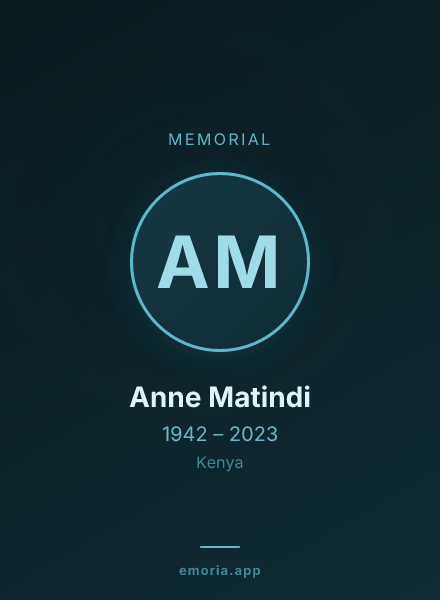 Memorial portrait of Anne Matindi