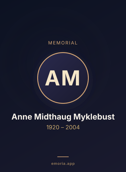 Memorial portrait of Anne Midthaug Myklebust