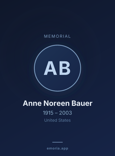 Memorial portrait of Anne Noreen Bauer