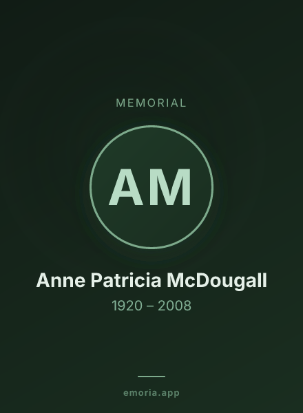Memorial portrait of Anne Patricia McDougall