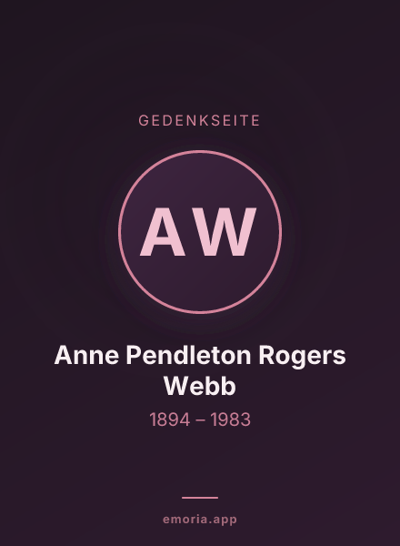 Gedenkportrait von Anne Pendleton Rogers Webb