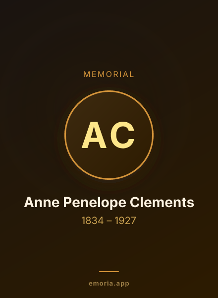Memorial portrait of Anne Penelope Clements