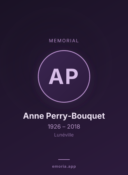 Memorial portrait of Anne Perry-Bouquet