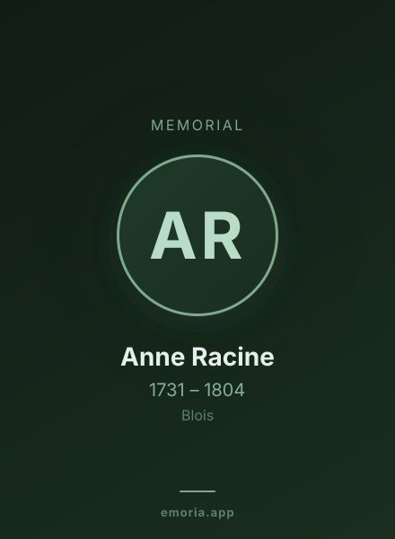 Memorial portrait of Anne Racine