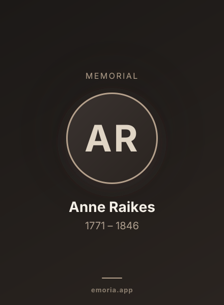 Memorial portrait of Anne Raikes