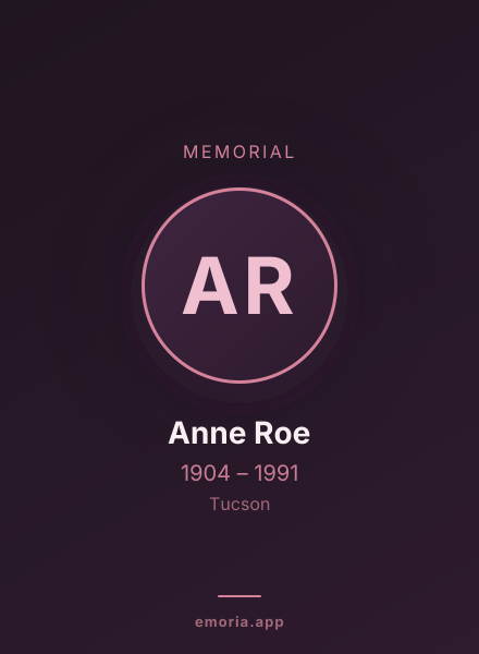 Memorial portrait of Anne Roe