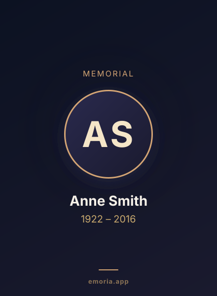 Memorial portrait of Anne Smith
