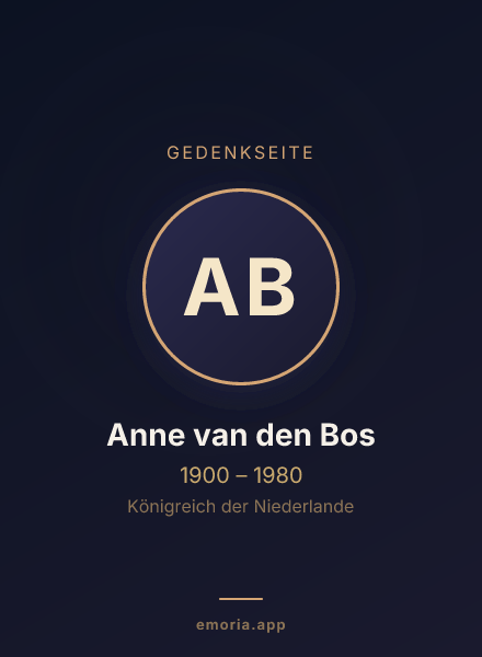Gedenkportrait von Anne van den Bos