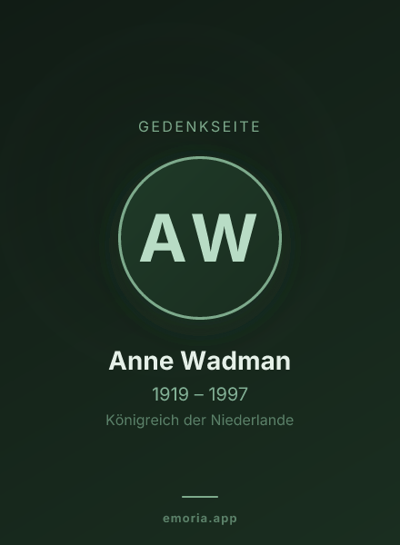 Gedenkportrait von Anne Wadman