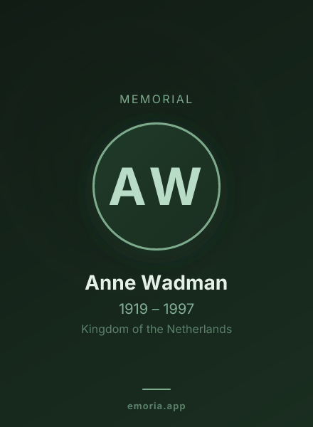 Memorial portrait of Anne Wadman