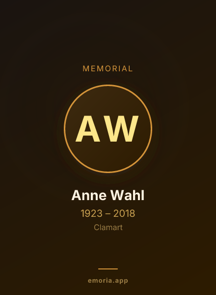 Memorial portrait of Anne Wahl