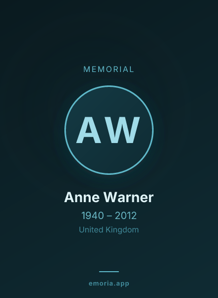 Memorial portrait of Anne Warner