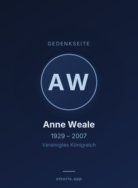 Gedenkportrait von Anne Weale