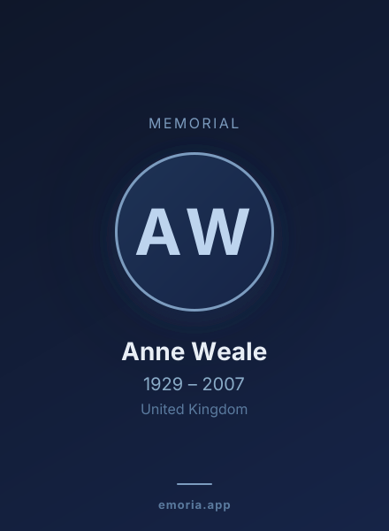 Memorial portrait of Anne Weale