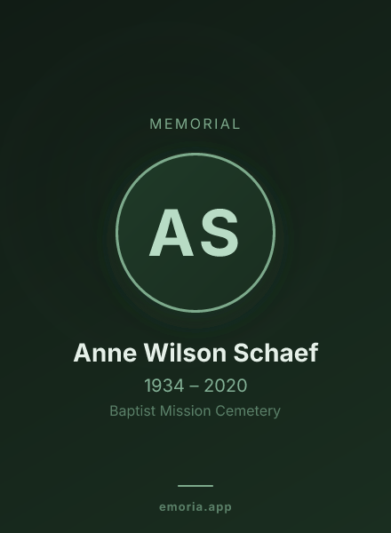 Memorial portrait of Anne Wilson Schaef