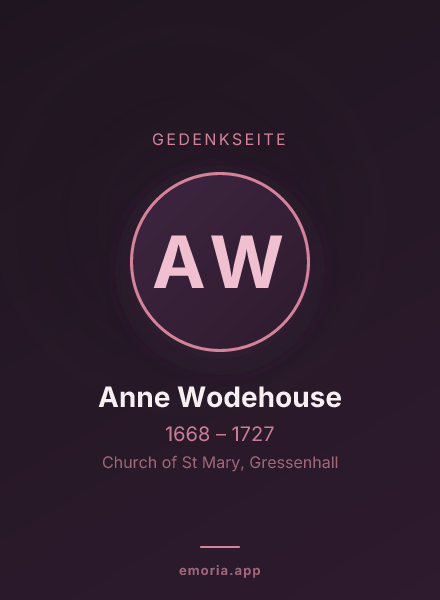Gedenkportrait von Anne Wodehouse
