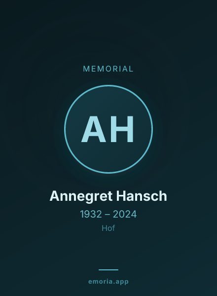 Memorial portrait of Annegret Hansch