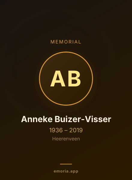 Memorial portrait of Anneke Buizer-Visser
