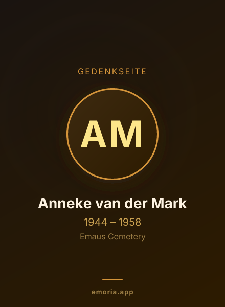 Gedenkportrait von Anneke van der Mark