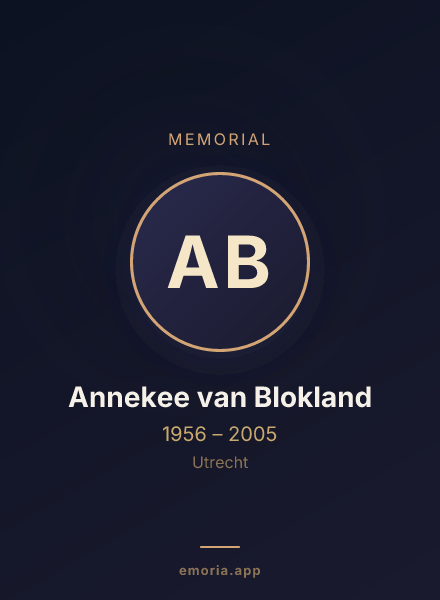 Memorial portrait of Annekee van Blokland