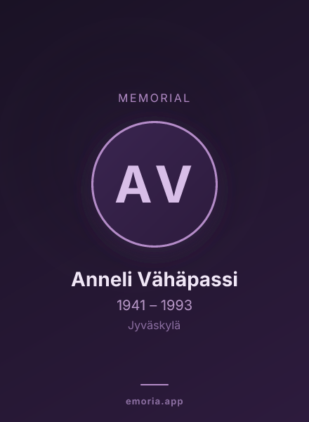 Memorial portrait of Anneli Vähäpassi