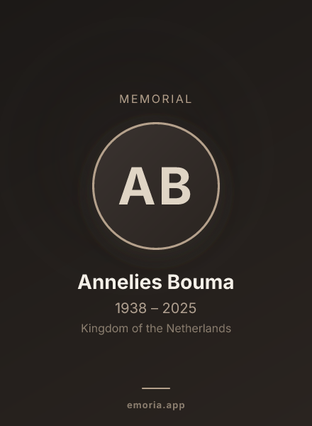 Memorial portrait of Annelies Bouma