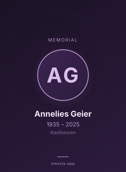 Memorial portrait of Annelies Geier