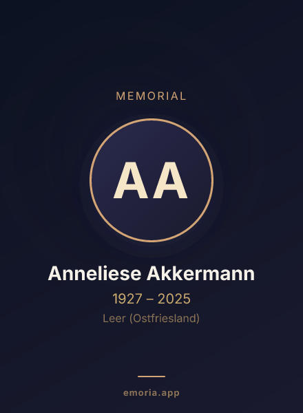 Memorial portrait of Anneliese Akkermann