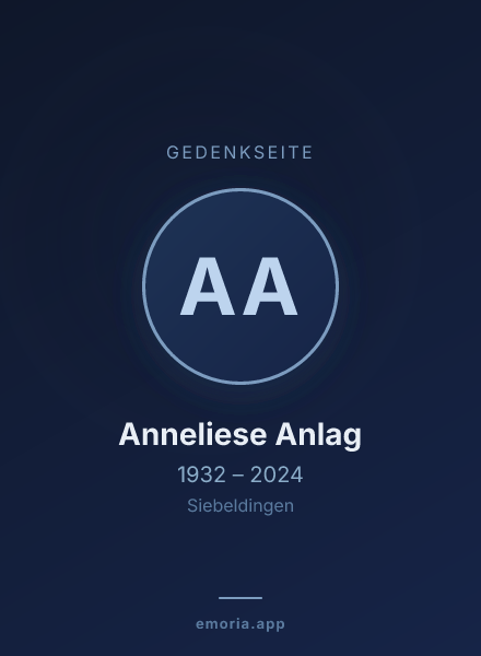 Gedenkportrait von Anneliese Anlag