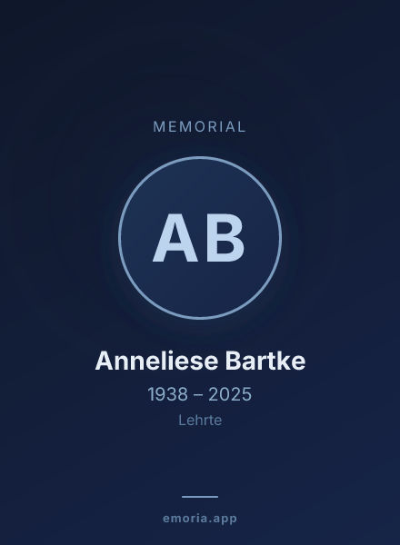 Memorial portrait of Anneliese Bartke