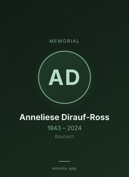 Memorial portrait of Anneliese Dirauf-Ross