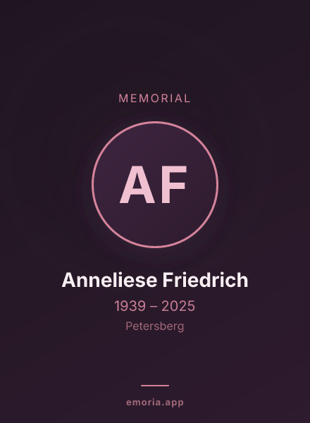 Memorial portrait of Anneliese Friedrich