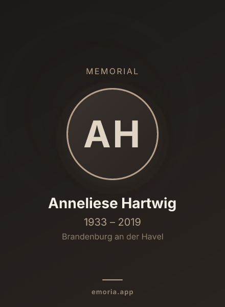 Memorial portrait of Anneliese Hartwig