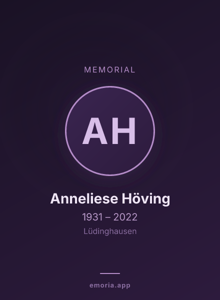 Memorial portrait of Anneliese Höving
