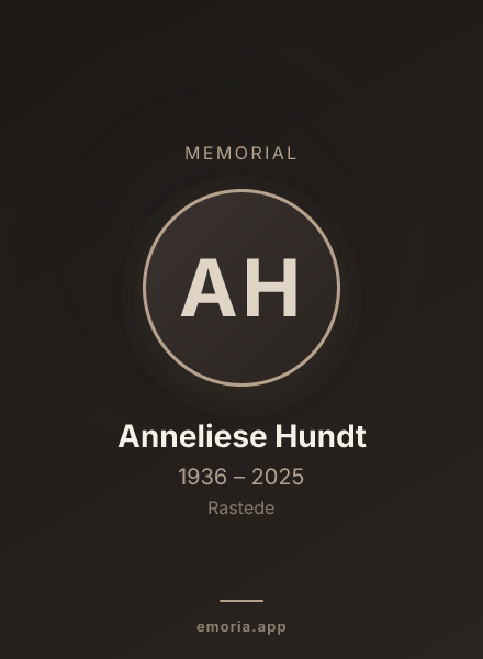 Memorial portrait of Anneliese Hundt