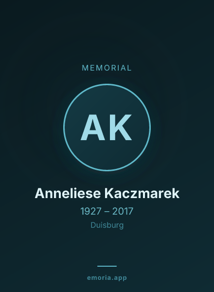Memorial portrait of Anneliese Kaczmarek