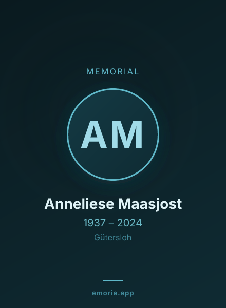 Memorial portrait of Anneliese Maasjost