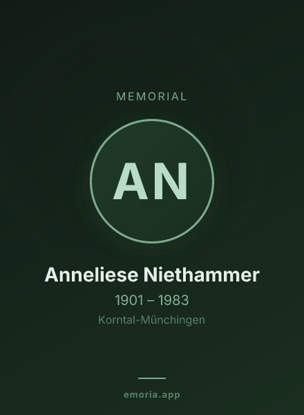 Memorial portrait of Anneliese Niethammer