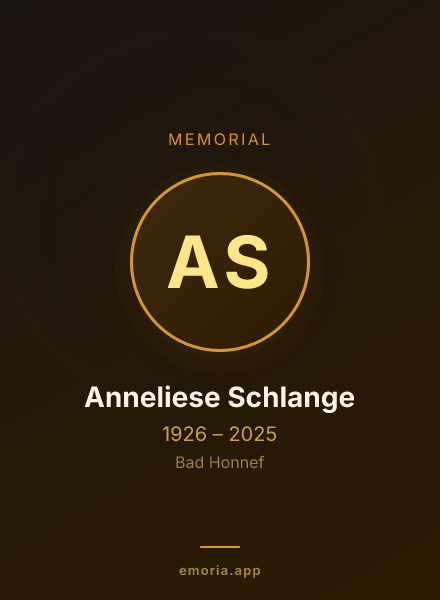Memorial portrait of Anneliese Schlange