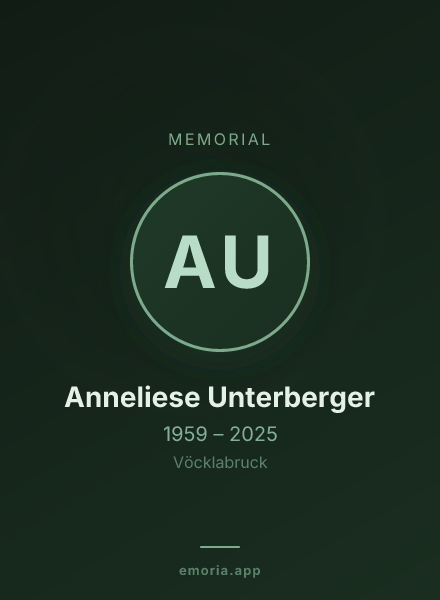 Memorial portrait of Anneliese Unterberger