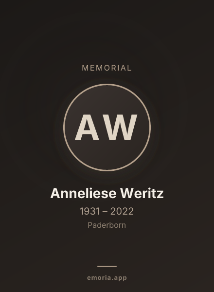 Memorial portrait of Anneliese Weritz