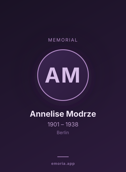 Memorial portrait of Annelise Modrze