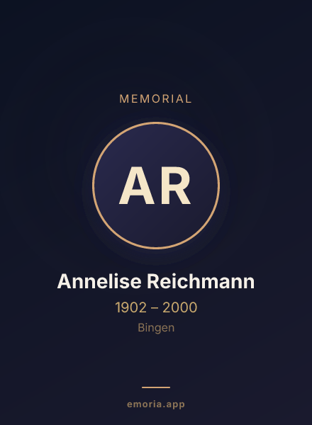 Memorial portrait of Annelise Reichmann